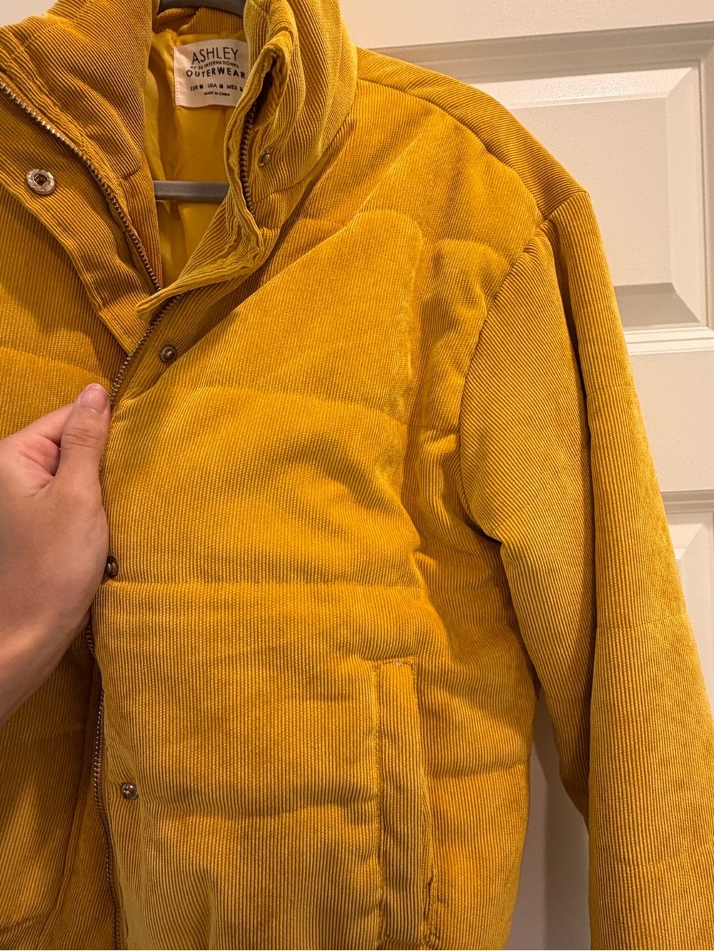 Ashley By 26 International Mustard Yellow Corduroy Puffer Jacket - Picture 3 of 3